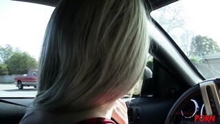 Helly gives a ride to a hot hitchhiker, then sucks him off, rides his cock, and takes his cum